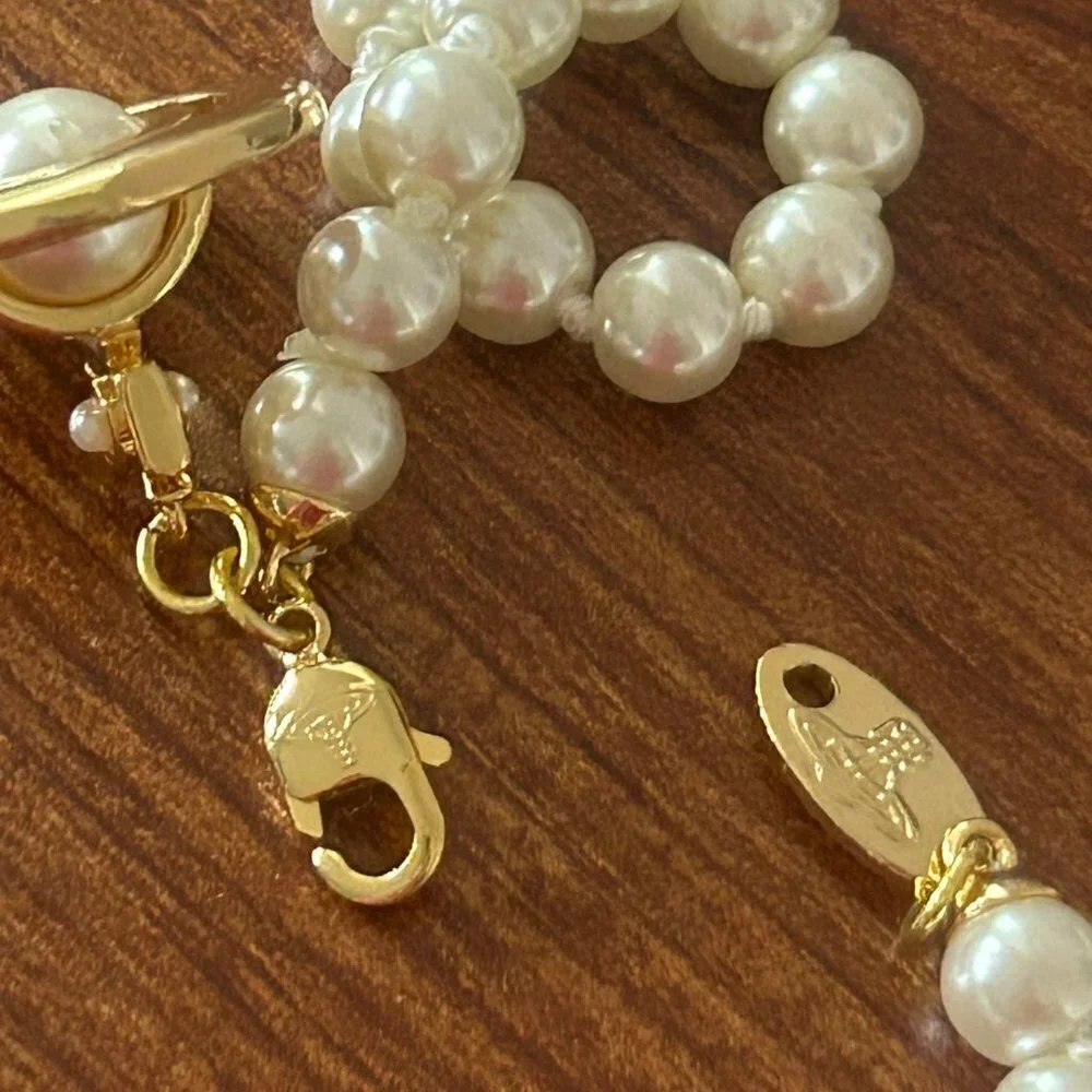 Vivienne Westwood SIMONETTA 3D Orb ENAMEL Pearl Choker Necklace - Picture 8 of 13